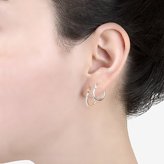 Sparkle Allure Hoop Womens Crystal 2 Pair Earring Set