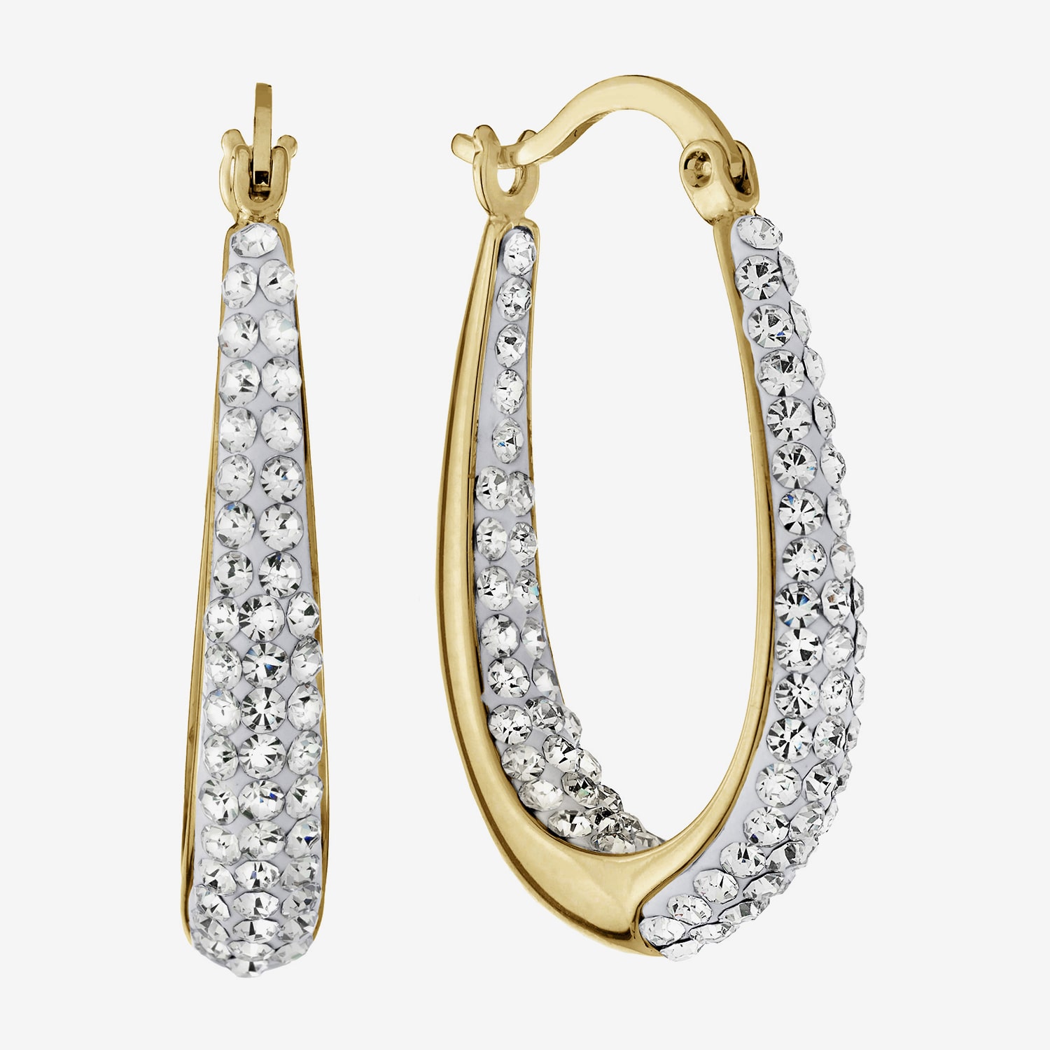 Sparkle Allure Womens Crystal 24K Gold Over Brass 28mm Hoop Earrings