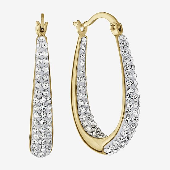 Sparkle Allure Womens Crystal 24K Gold Over Brass 28mm Hoop Earrings