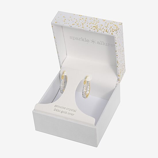 Sparkle Allure Womens Crystal 24K Gold Over Brass 28mm Hoop Earrings