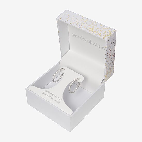 Sparkle Allure Womens Crystal 20mm Hoop Earrings