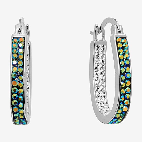 Sparkle Allure Womens Black Crystal 27mm Hoop Earrings