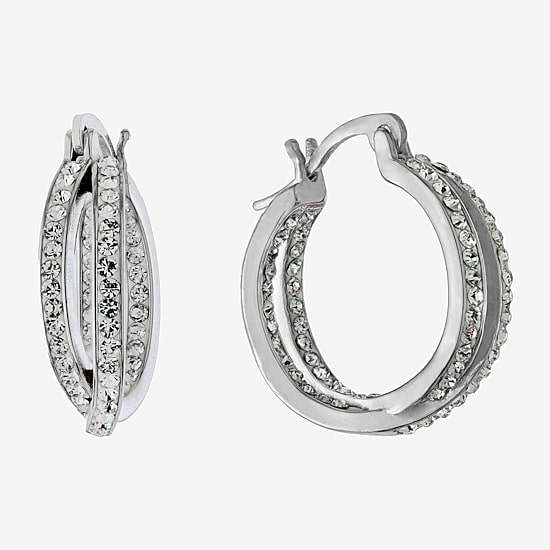 Sparkle Allure Womens Crystal 19mm Hoop Earrings