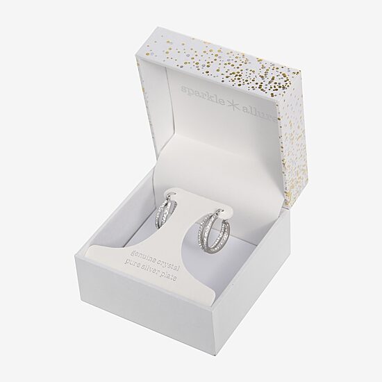 Sparkle Allure Womens Crystal 19mm Hoop Earrings