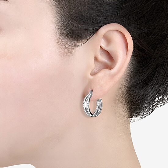 Sparkle Allure Womens Crystal 19mm Hoop Earrings