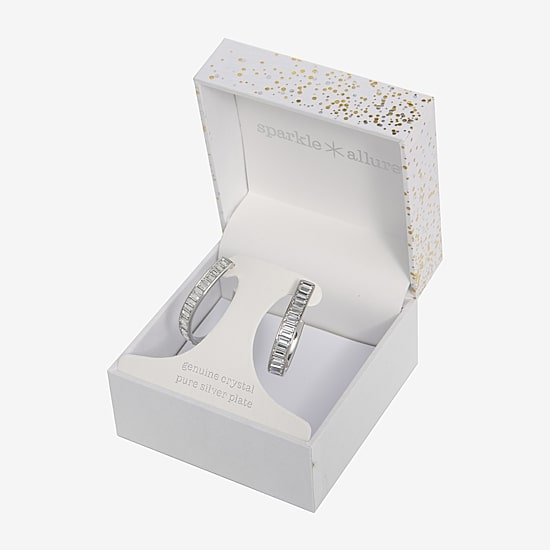 Sparkle Allure Womens Crystal 32mm Hoop Earrings