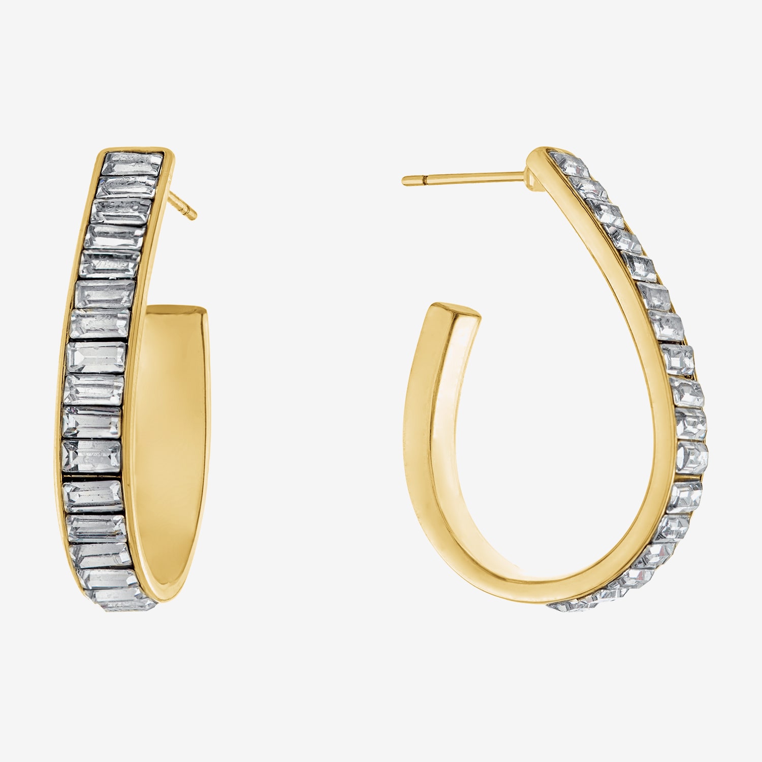 Sparkle Allure Womens Crystal 24K Gold Over Brass 32mm Hoop Earrings
