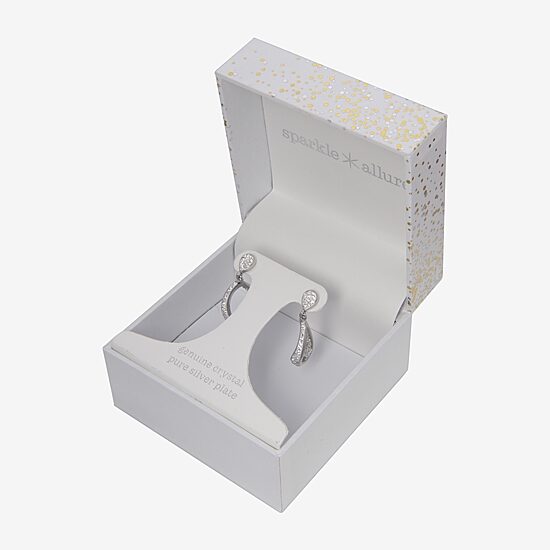 Sparkle Allure Womens Crystal Pure Silver Over Brass Drop Earrings