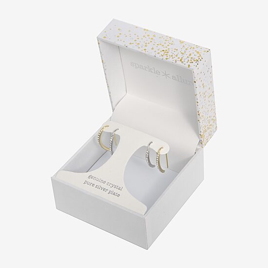 Sparkle Allure Threader Womens Crystal 2 Pair Earring Set