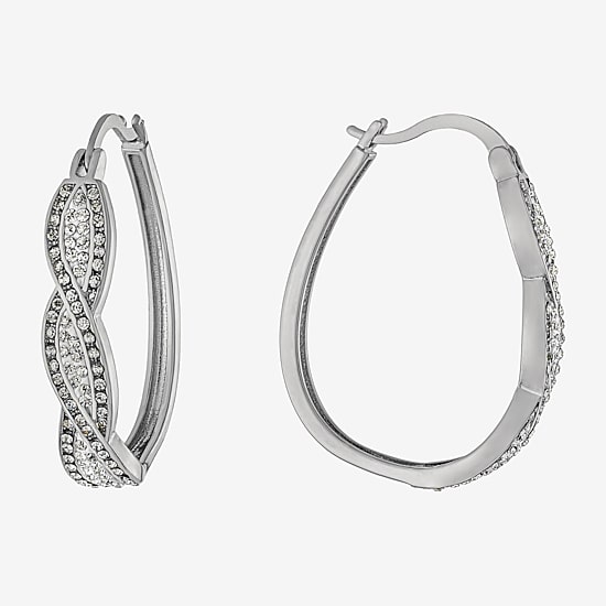 Sparkle Allure Twist Womens Crystal 34.7mm Hoop Earrings