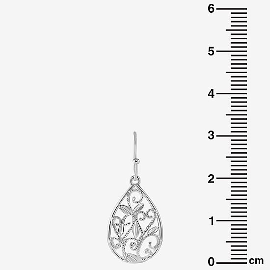 Silver Reflections Filigree Womens Pure Silver Over Brass Drop Earrings