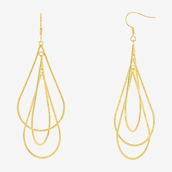 Silver Reflections Orbital Womens 14K Gold Over Brass Drop Earrings