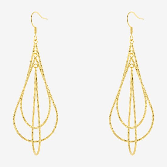 Silver Reflections Orbital Womens 14K Gold Over Brass Drop Earrings