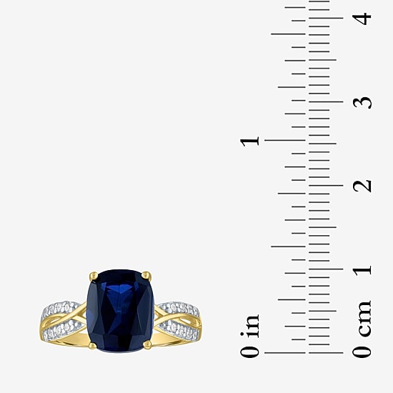 Womens Lab Created Gemstone & 1/8 CT. T.W. Lab Grown Diamond 10K Gold Crossover Side Stone Cocktail Ring