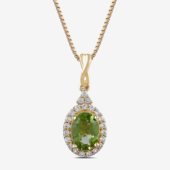 Womens Genuine Green Peridot 14K Gold Over Silver 18 Inch Pendant Necklace
