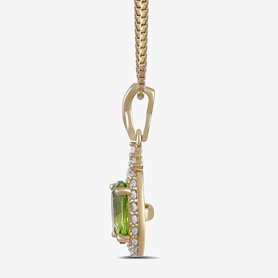 Womens Genuine Green Peridot 14K Gold Over Silver 18 Inch Pendant Necklace