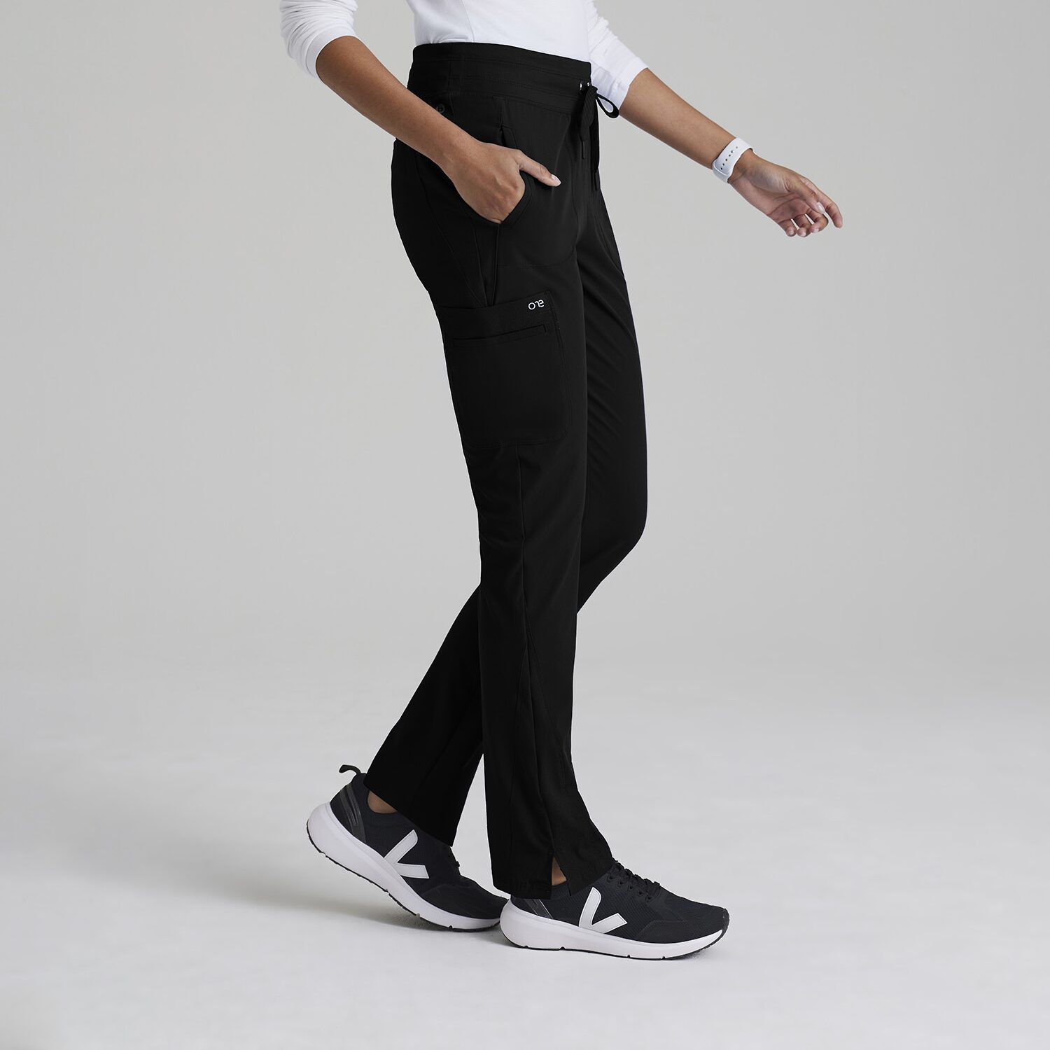 Barco One Bop597 Uplift 5-Pocket Mid-Rise Tapered Leg Womens Plus Tall Moisture Wicking Scrub Pant