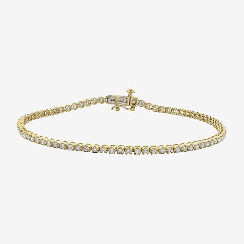 Womens 1 CT. T.W. Lab Grown White Diamond 10K Gold 7.25 Inch Tennis Bracelet, One Size, Yellow