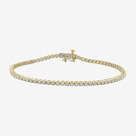 Womens 1 CT. T.W. Lab Grown White Diamond 10K Gold 7.25 Inch Tennis Bracelet