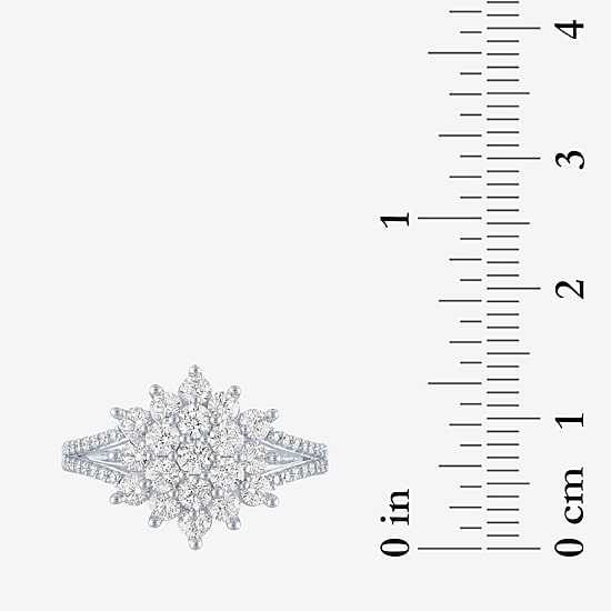 (Si2-I1 / G-H) Womens 1 CT. T.W. Lab Grown White Diamond 10K Gold Cluster Cocktail Ring
