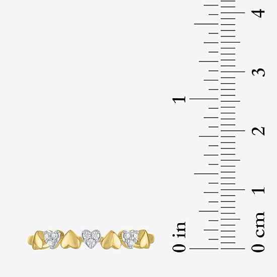 (G-H/ I1-I2) Womens Diamond Accent Lab Grown White Diamond 10K Gold Heart Band