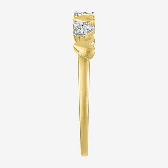 (G-H/ I1-I2) Womens Diamond Accent Lab Grown White Diamond 10K Gold Heart Band