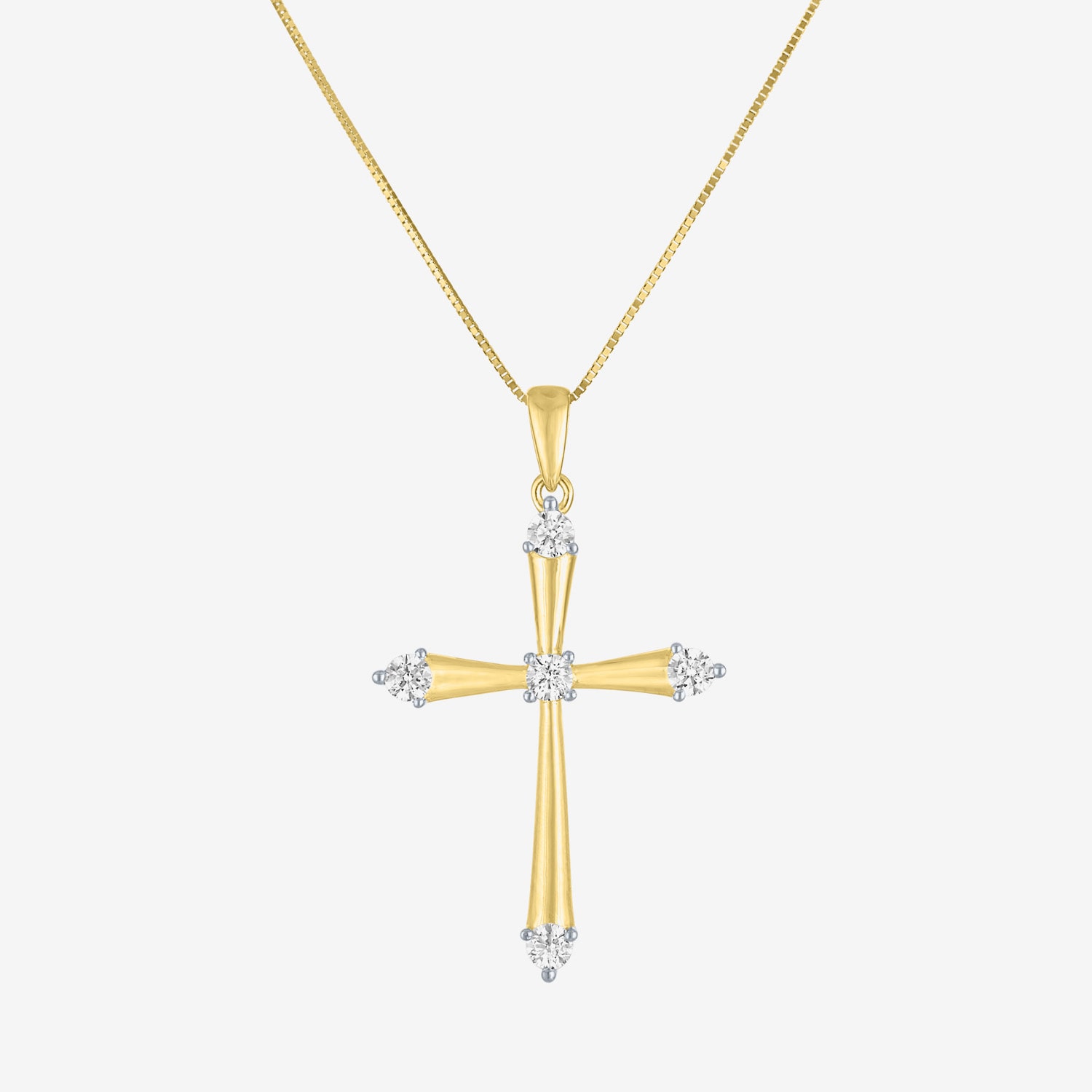 G-H/ I1-I2) Womens 1/ CT. T.W. Lab Grown White Diamond 10K Gold Cross 18 Inch Pendant Necklace