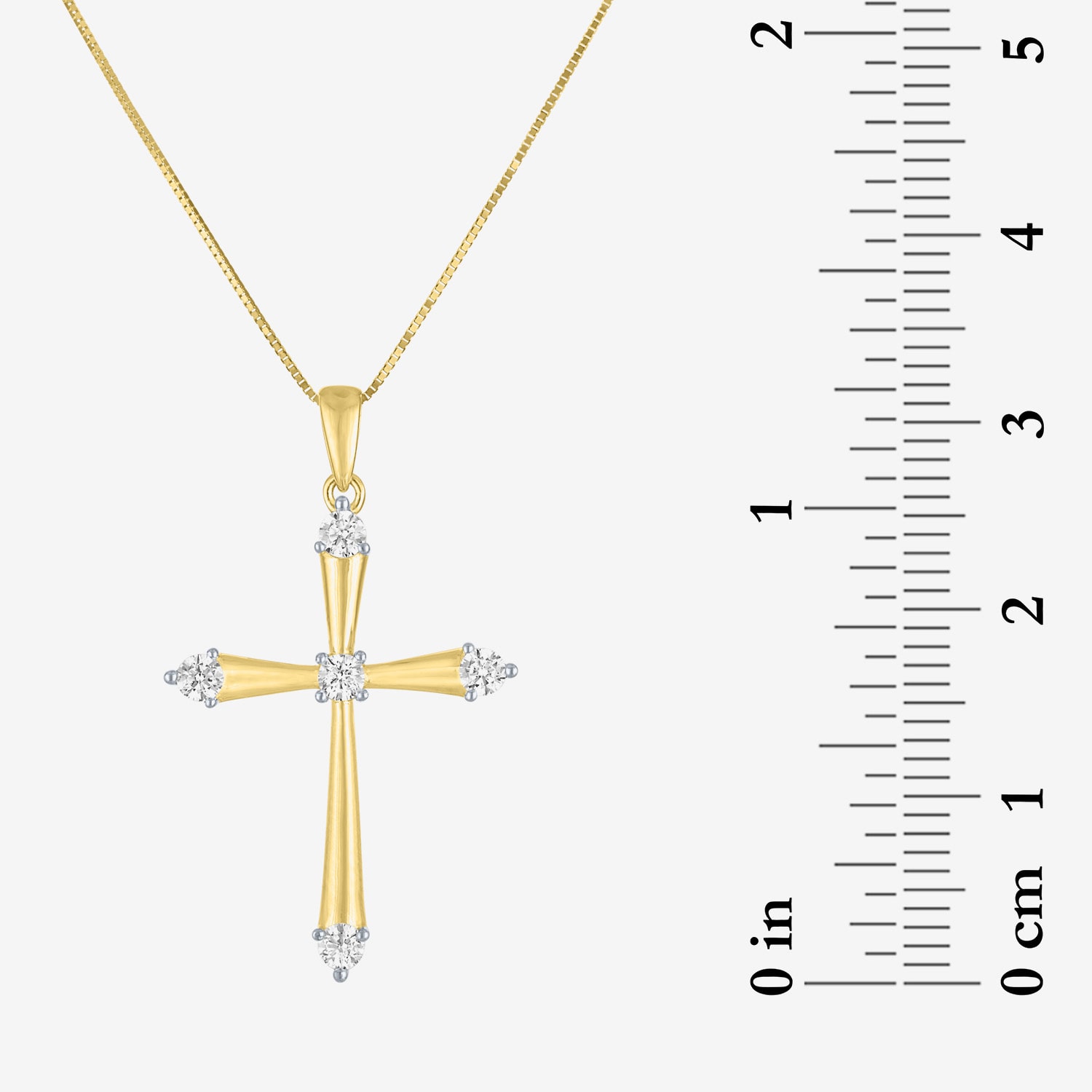 G-H/ I1-I2) Womens 1/ CT. T.W. Lab Grown White Diamond 10K Gold Cross 18 Inch Pendant Necklace