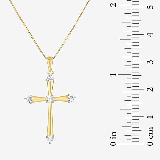 (G-H/ I1-I2) Womens 1/4 CT. T.W. Lab Grown White Diamond 10K Gold Cross 18 Inch Pendant Necklace