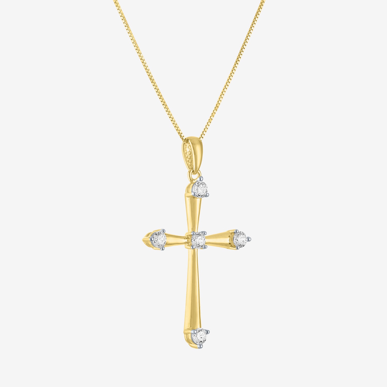 G-H/ I1-I2) Womens 1/ CT. T.W. Lab Grown White Diamond 10K Gold Cross 18 Inch Pendant Necklace