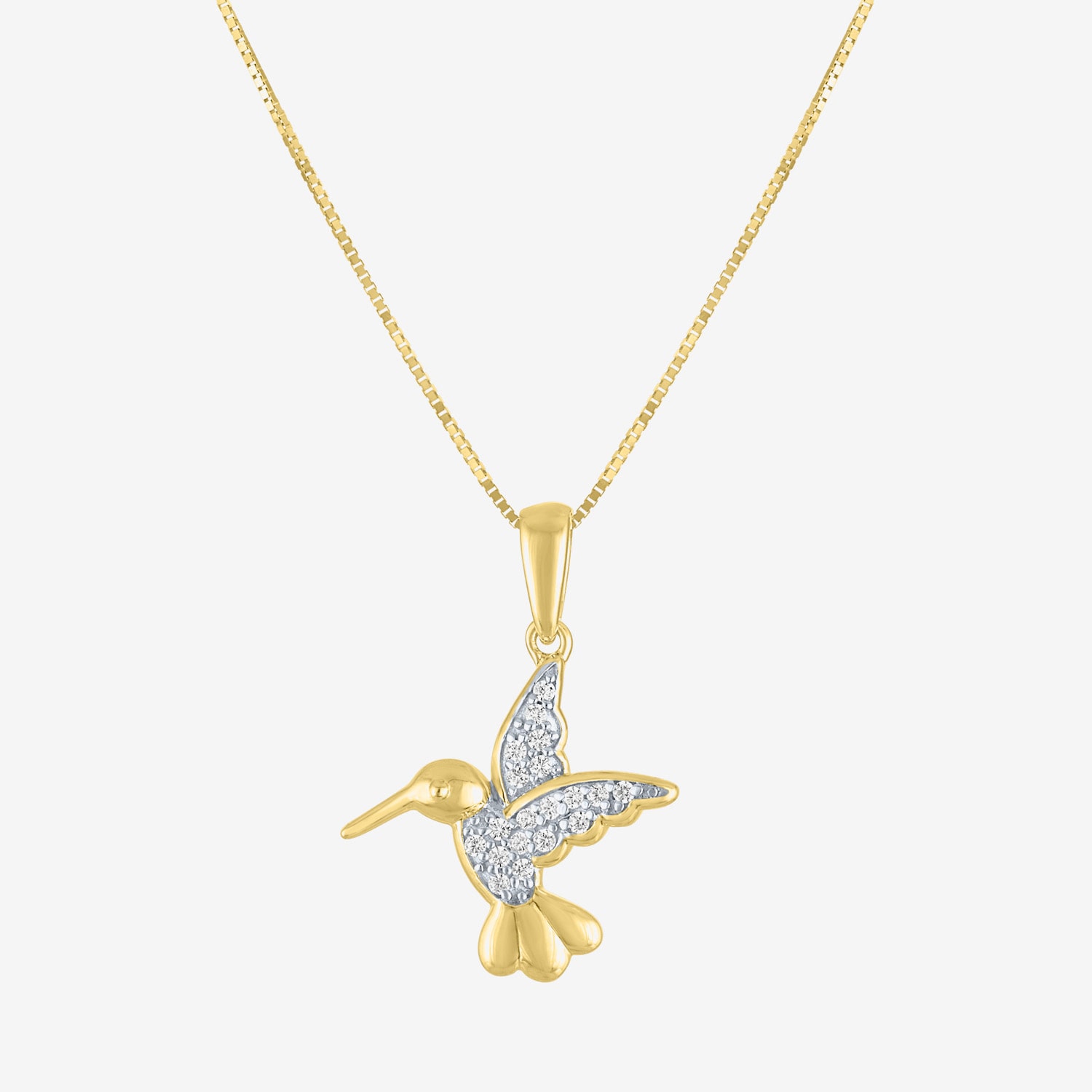 Hummingbird (I1-I2/G-H) Womens Diamond Accent Lab Grown White Diamond 10K Gold 18 Inch Pendant Necklace