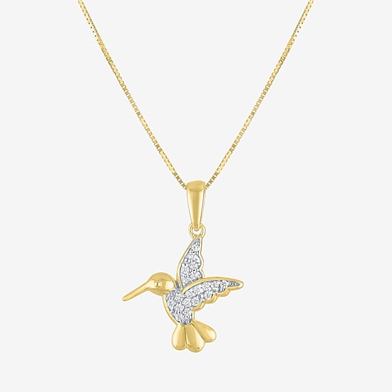 Hummingbird (I1-I2/G-H) Womens Diamond Accent Lab Grown White Diamond 10K Gold 18 Inch Pendant Necklace