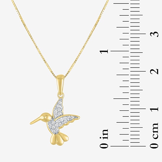 Hummingbird (I1-I2/G-H) Womens Diamond Accent Lab Grown White Diamond 10K Gold 18 Inch Pendant Necklace