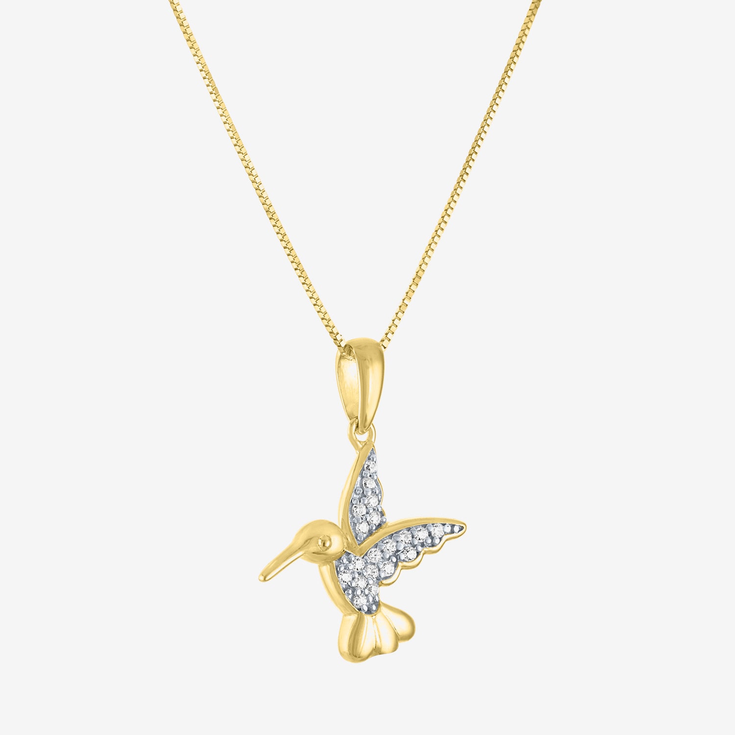 Hummingbird (I1-I2/G-H) Womens Diamond Accent Lab Grown White Diamond 10K Gold 18 Inch Pendant Necklace