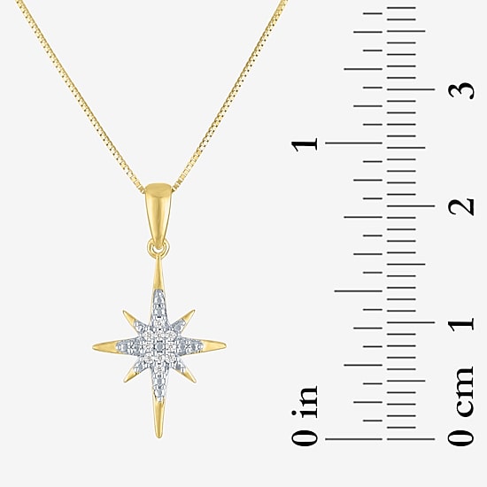 (G-H/I1-I2) North Star Womens Diamond Accent Lab Grown White Diamond 10K Gold Star 18 Inch Pendant Necklace
