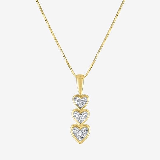(G-H/I1-I2) Womens Diamond Accent Lab Grown White Diamond 10K Gold Heart 18 Inch Pendant Necklace