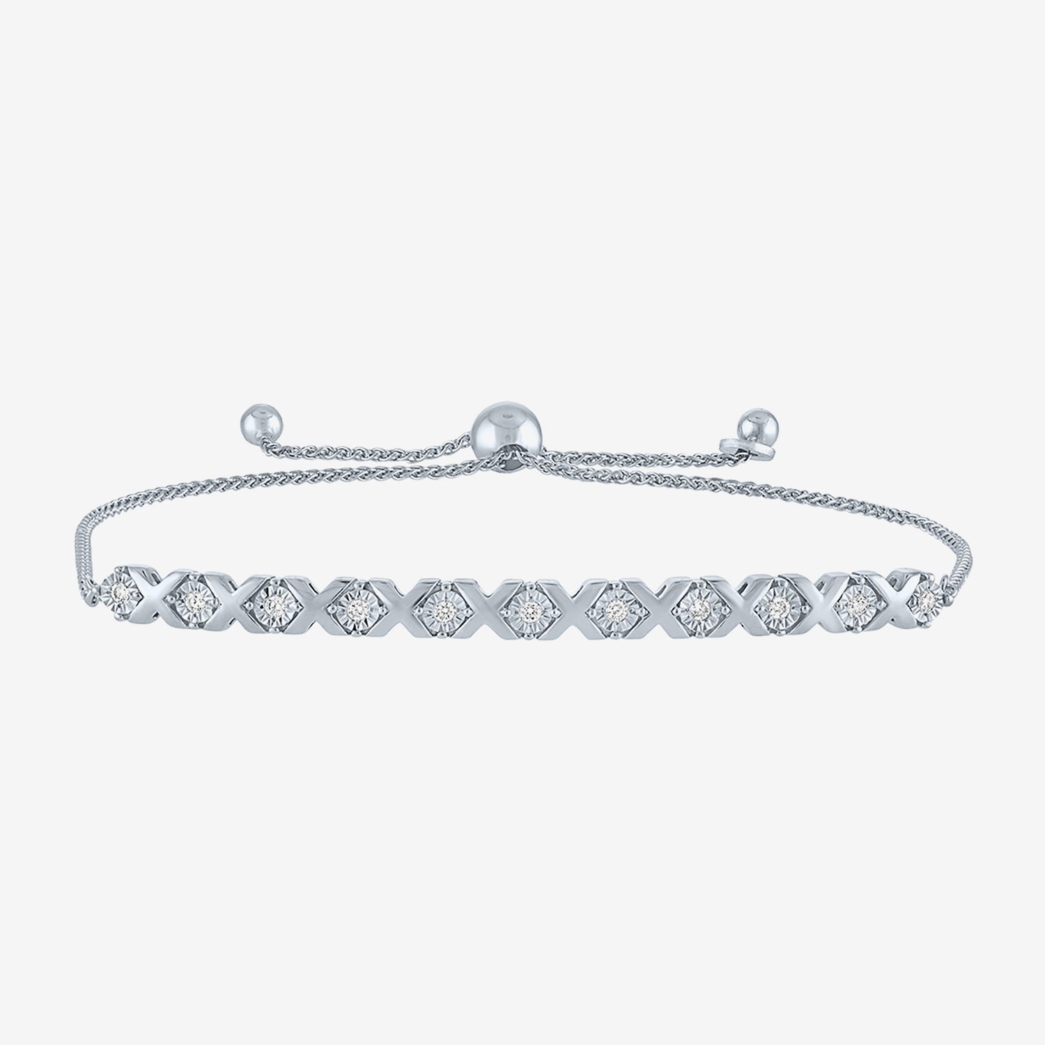 (I1-I2/ G-H) Womens 1/10 CT. T.W. Lab Grown White Diamond Sterling Silver Bolo Bracelet
