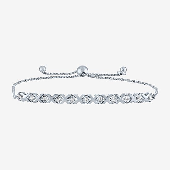(I1-I2/ G-H) Womens 1/10 CT. T.W. Lab Grown White Diamond Sterling Silver Bolo Bracelet