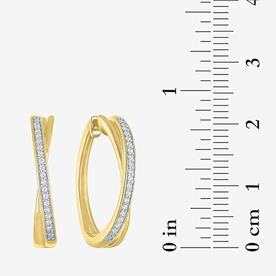 (I1-I2/ G-H) Womens 1/10 CT. T.W. Lab Grown White Diamond 14K Gold Over Silver Sterling Silver 21.9mm Hoop Earrings