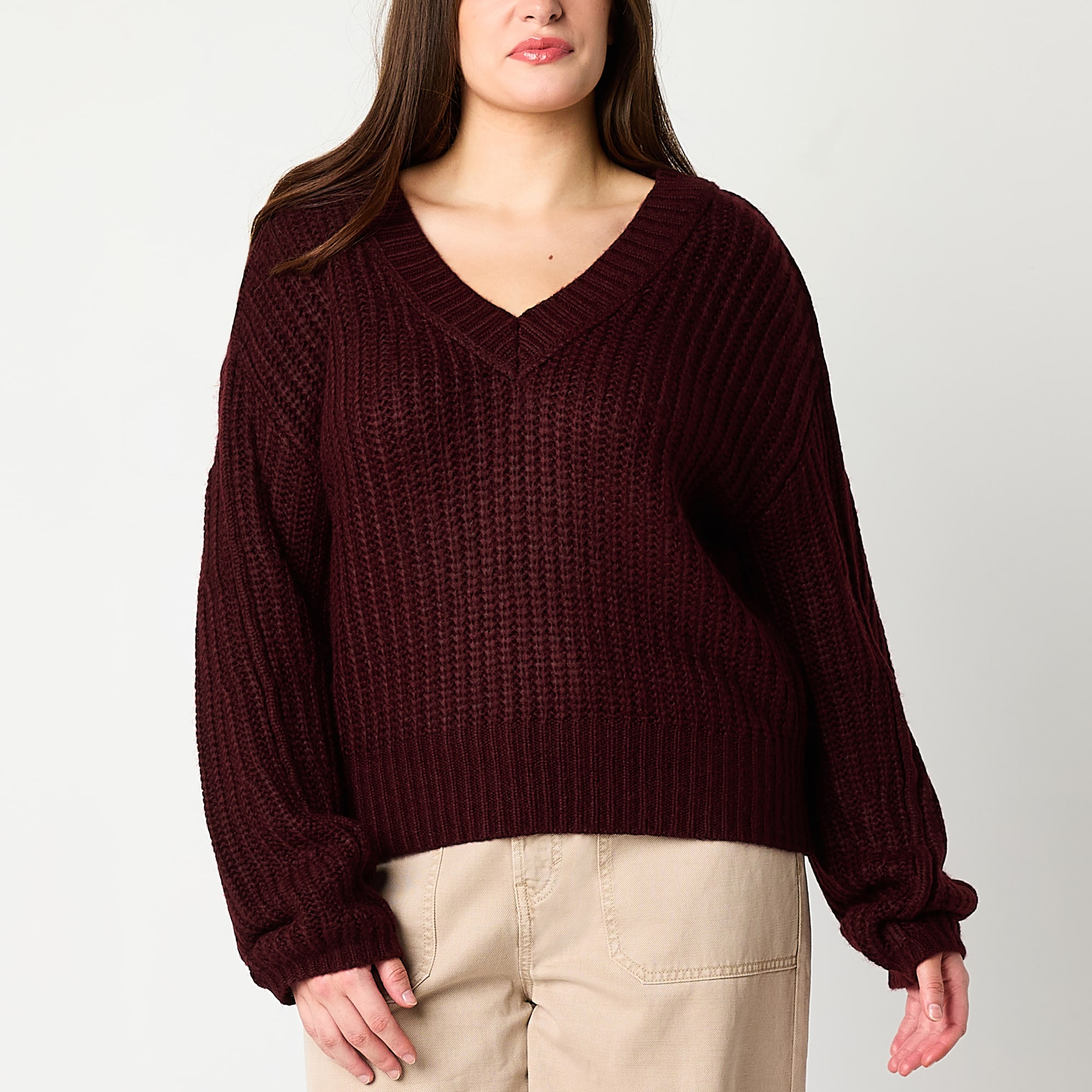A.N.A Womens V Neck Long Sleeve Pullover Sweater
