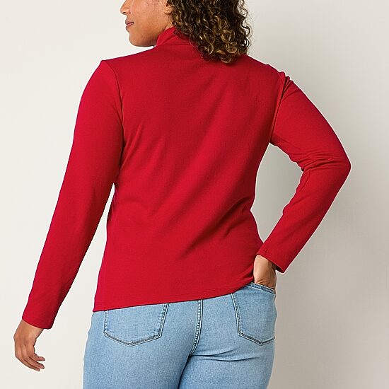 St. John's Bay Womens Mock Neck Long Sleeve T-Shirt