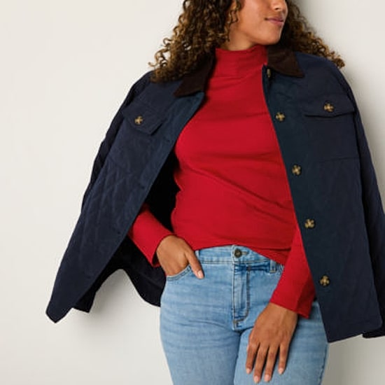 St. John's Bay Womens Mock Neck Long Sleeve T-Shirt