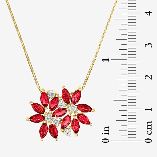 Womens Gemstone Sterling Silver Flower Pendant Necklace