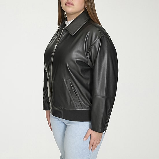 Levi's® Womens Plus Faux Leather Midweight Bomber Jacket