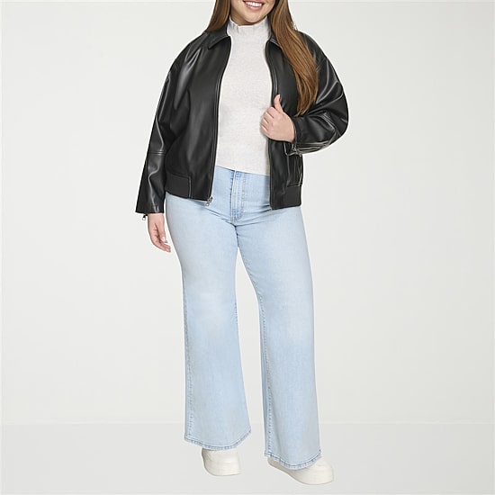 Levi's® Womens Plus Faux Leather Midweight Bomber Jacket