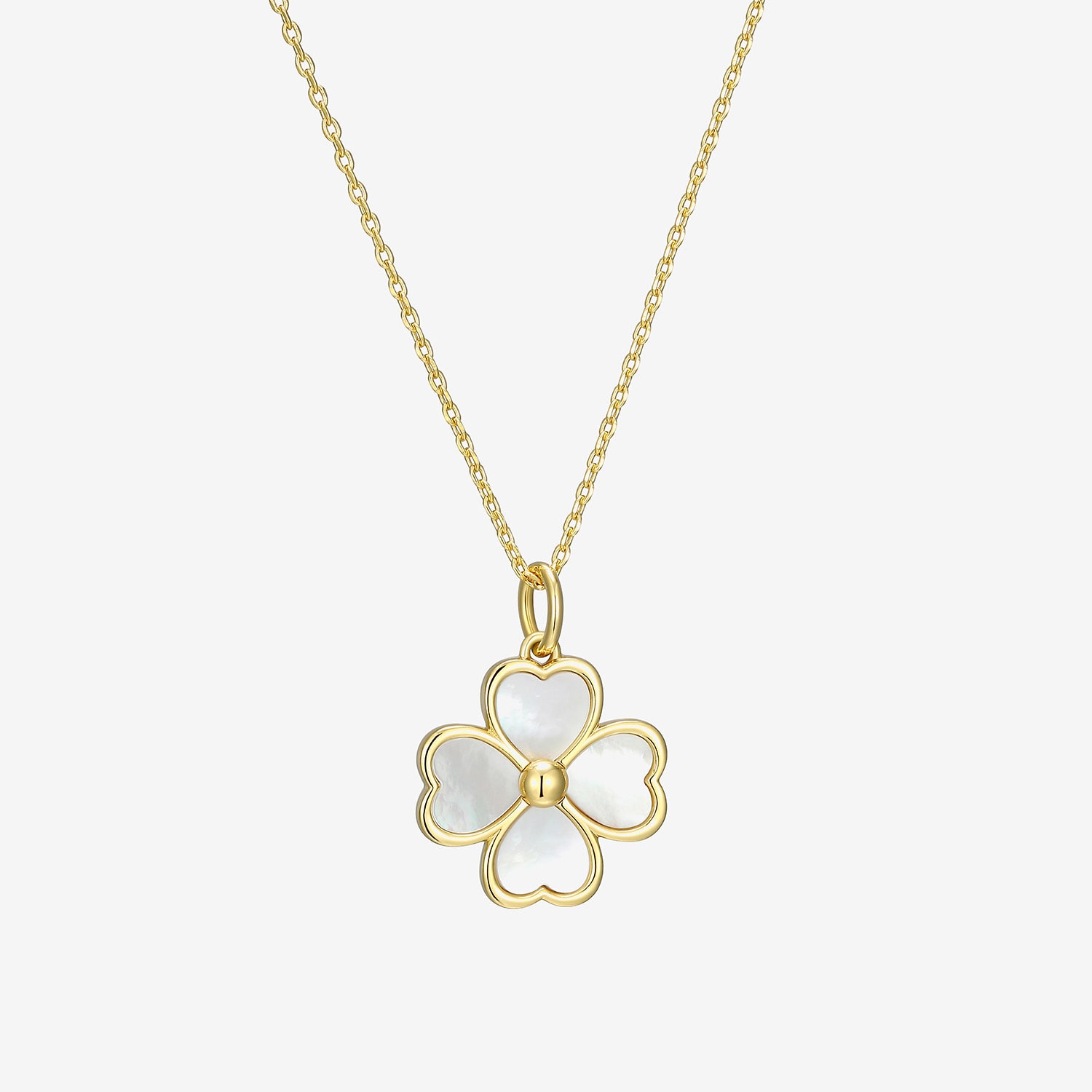 Womens White Mother Of Pearl 18K Gold Over Silver Flower 18 Inch Pendant Necklace