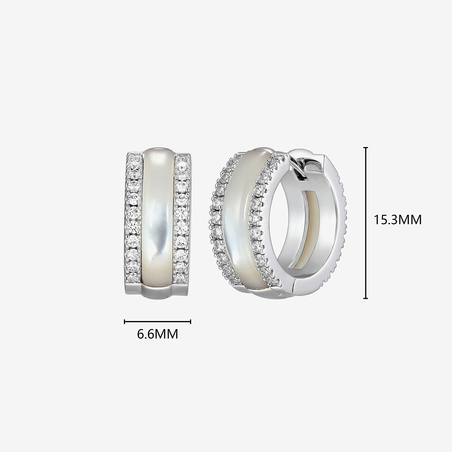 Womens White Mother Of Pearl Sterling Silver 15.6mm Hoop Earrings