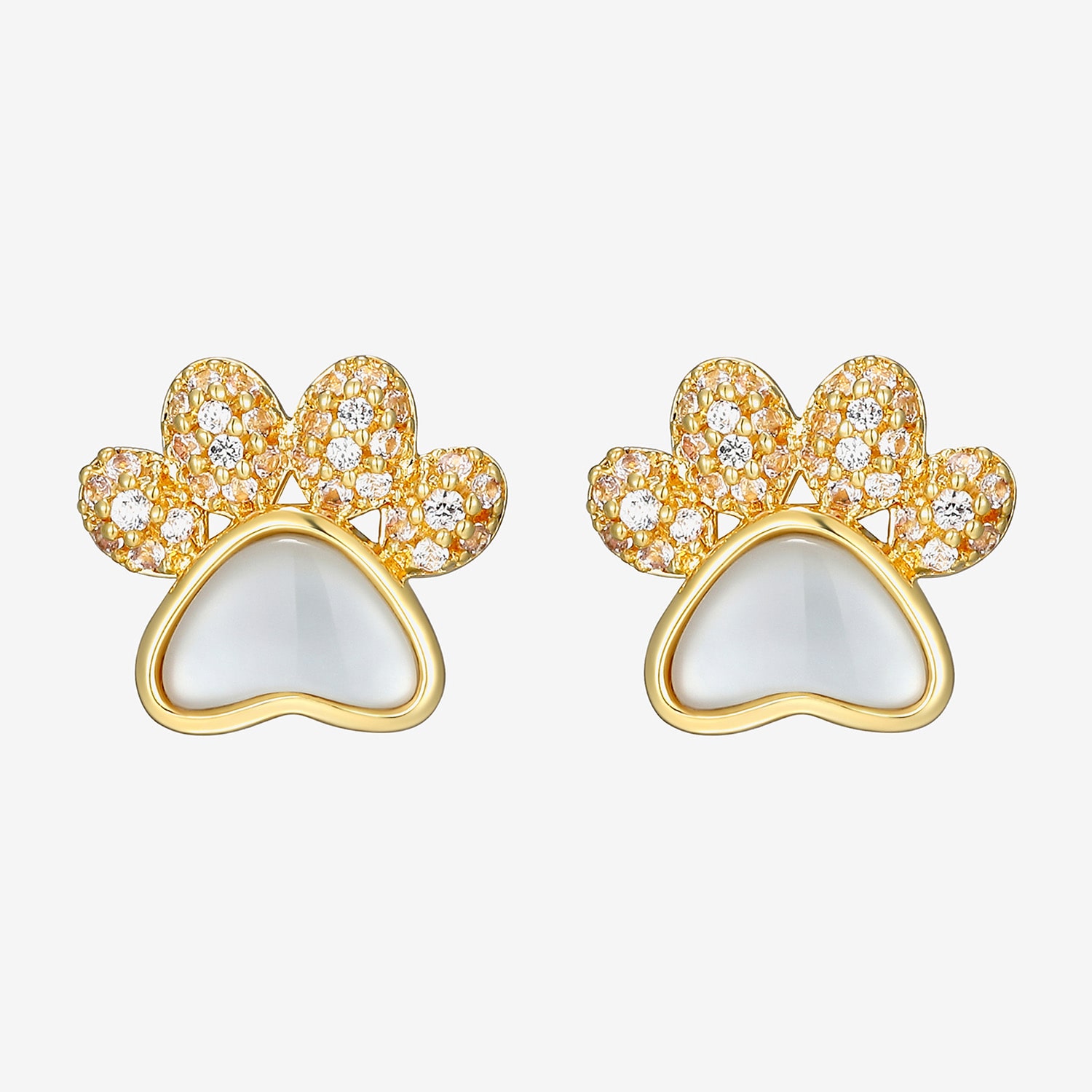 White Mother Of Pearl 18K Gold Over Silver 8.8mm Stud Earrings
