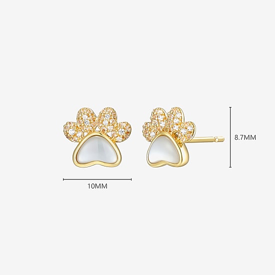 White Mother Of Pearl 18K Gold Over Silver 8.8mm Stud Earrings