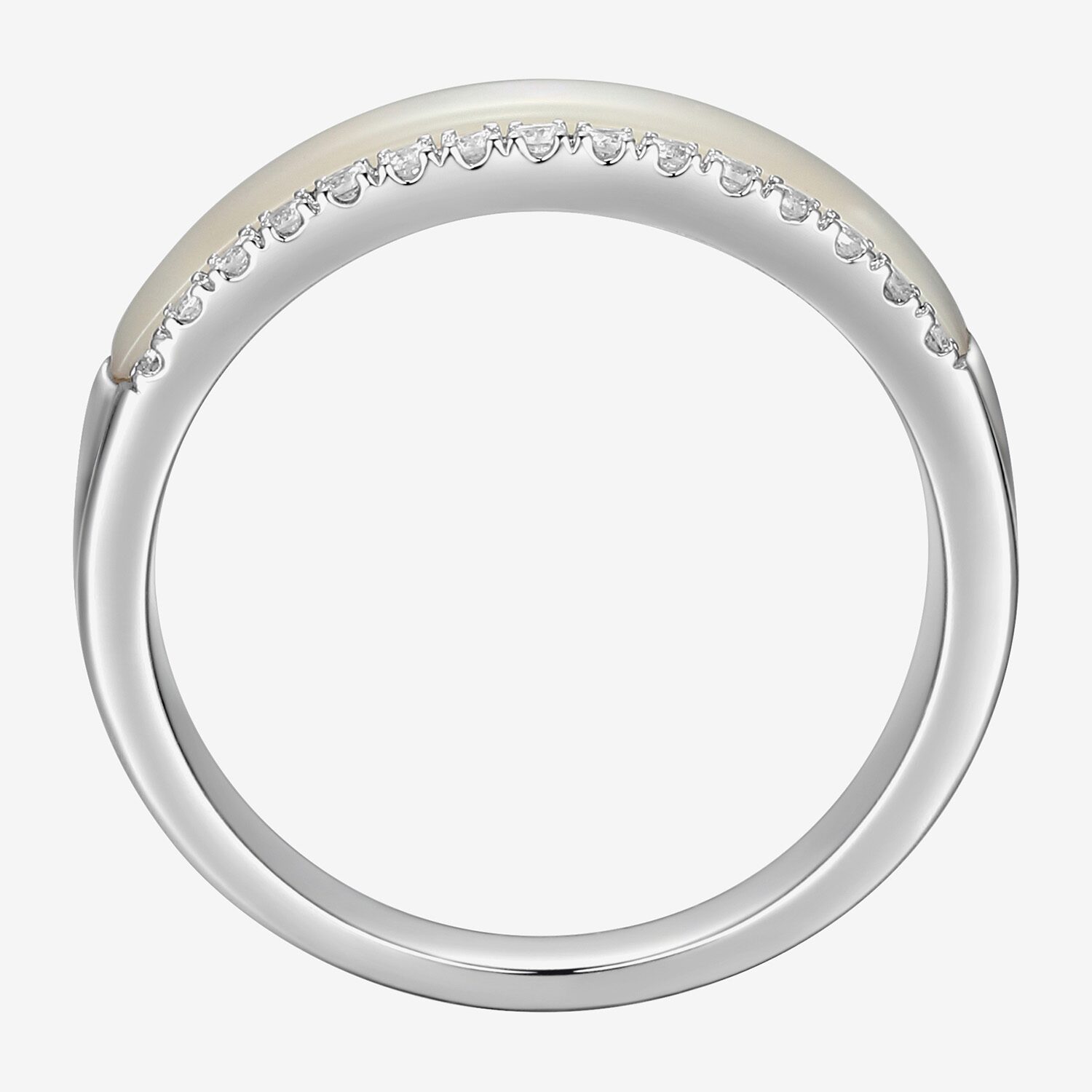 Womens 3.5MM White Mother Of Pearl Sterling Silver Band